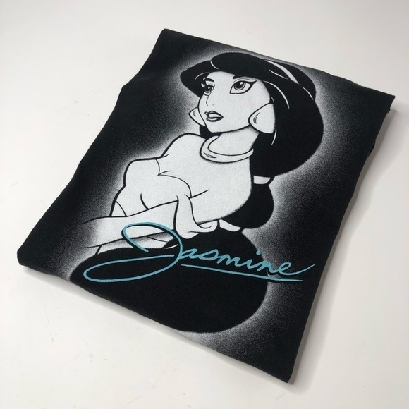 DISNEY Princess Jasmine Aladdin Black Graphic Crew Short Sleeve Unisex T-Shirt - Picture 12 of 14